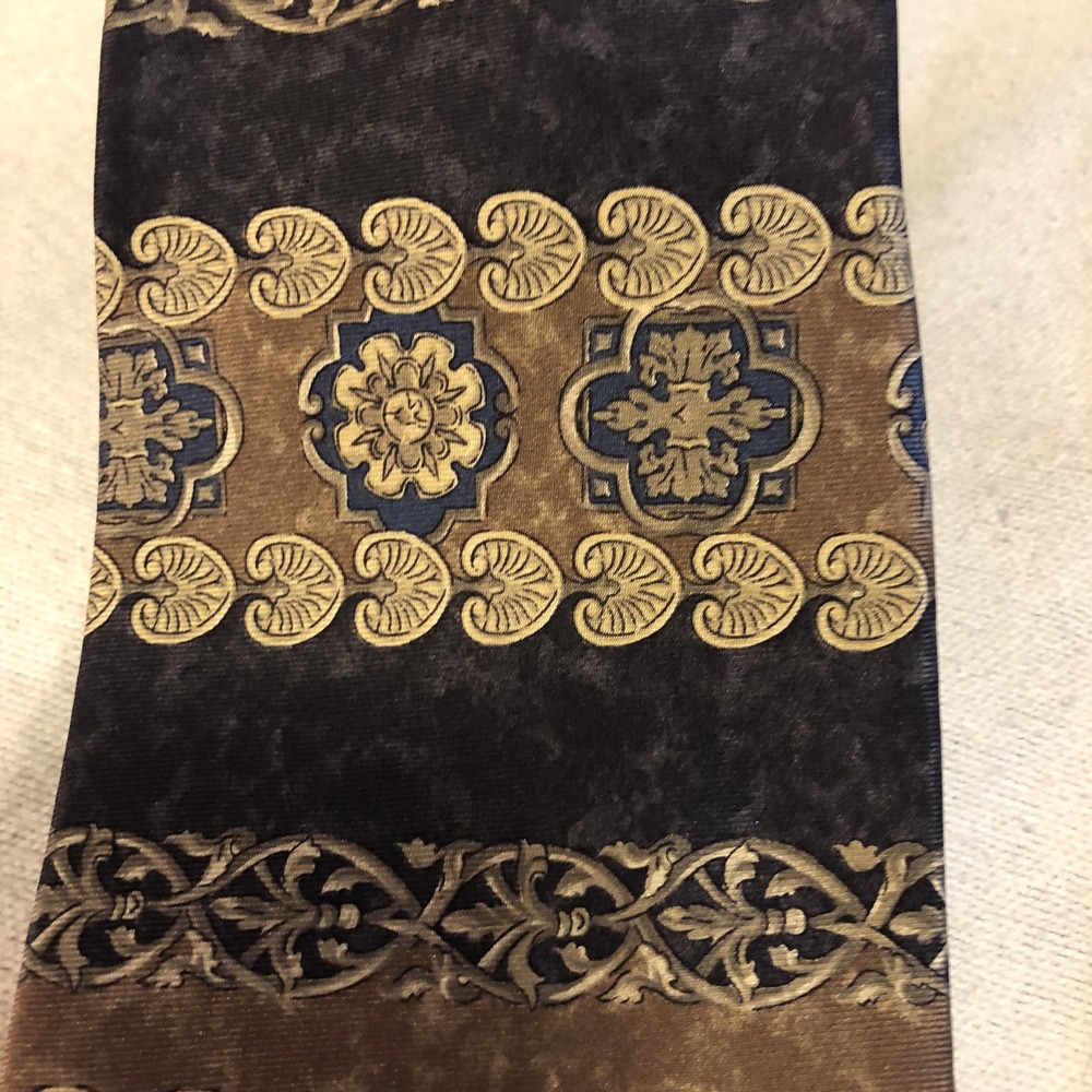 Cambridge Classics Tie Black Tan Brown Silk Necktie